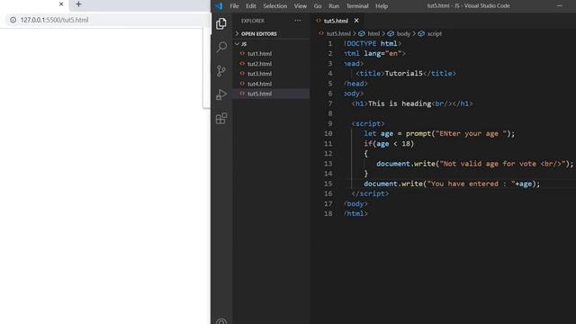 5. Use of if and prompt in JavaScript | JavaScript Tutorial for beginners in hindi. смотреть онлайн