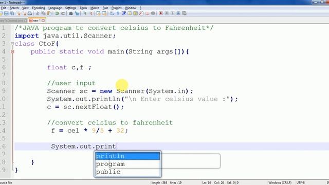 JAVA Program to Convert Celsius to Fahrenheit Program Code смотреть онлайн