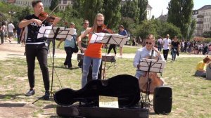 Street music in Mauer park Berlin (2018-07-15) - Modern Pop String Trio (Part2) - filmed by Nora