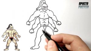 Как нарисовать ГОРО, МОРТАЛ КОМБАТ