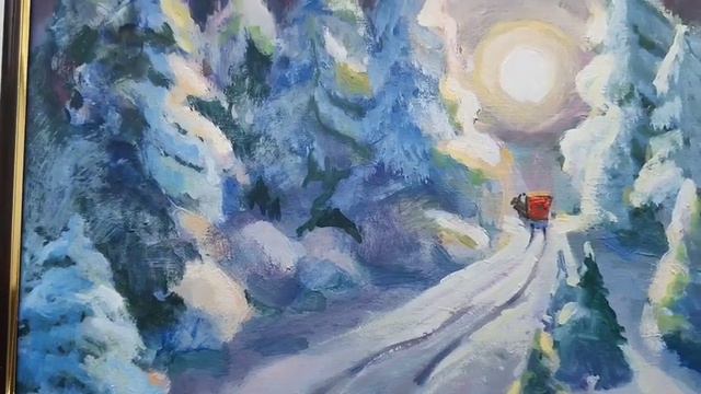 Картина маслом на холсте "Зимний вечер!" #картина #картинаПермь #handmade смотреть онлайн