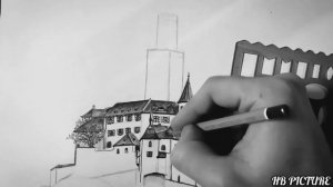Как нарисовать замок. Рисуем замок карандашом. How to draw a castle.