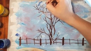 Как нарисовать дерево рябины быстро и просто. Правополушарное рисование, рябина гуашью.