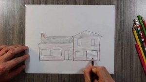 How to Draw a House with Garage - Drawing house - Как нарисовать дом с гаражом