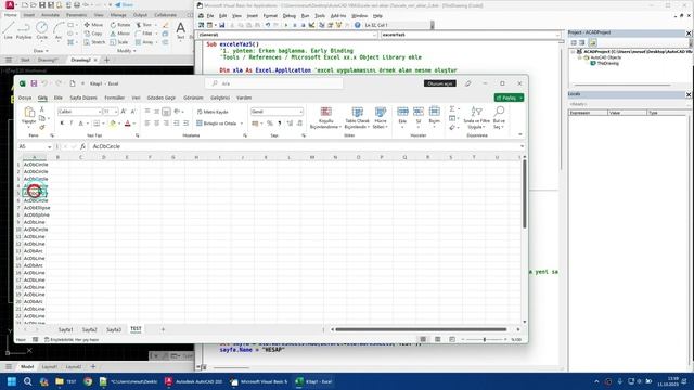 AutoCAD VBA 39.  Excele veri aktar-3