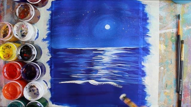 Для начинающих! Как нарисовать ночь гуашью! #Dari_Art #рисоватьМОЖЕТкаждый