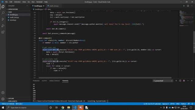 How to create a full LEVELLING SYSTEM in Discord PY with sqlite3!