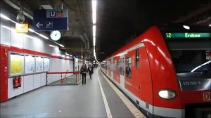 S Bahnen in München Hauptbahnhof Tief mit  Flugzeugsound [ 03.2014 ]