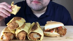 ASMR EATING SANDWICH ROLLS & CHICKEN SANDWICH KFC (Eating Sounds) Mukbang NO TALKING