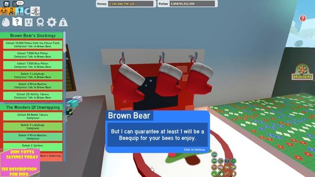 Completing Brown Bears Stocking Quest In Bee Swarm Simulator Beesmas!! смотреть онлайн
