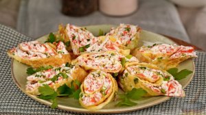 Просто крутим, вкусно едим!
ЯИЧНЫЕ РУЛЕТЫ С КРАБОВЫМИ ПАЛОЧКАМИ