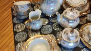 Чайный сервиз "Роза", перламутровый фарфор с позолотой, ГДР, 1968г.