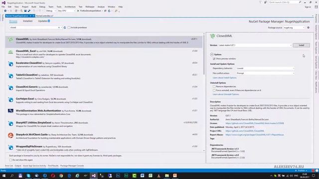 Visual Studio. Знакомство с NuGet Manager
