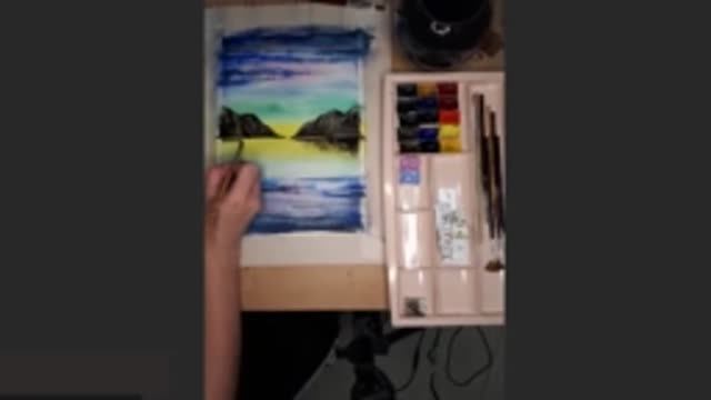 Мастер-класс по акварели. Горы и море #картина #рисуемморе #акварельморе.mp4