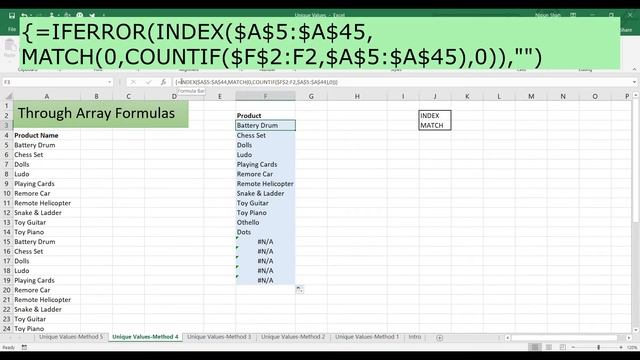Dynamic Unique Values in Excel | Extract Auto update Unique Value List using Formulas | Excel Trick