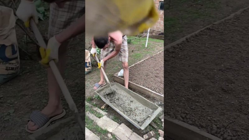 Виталик Игнатюк мешает раствор