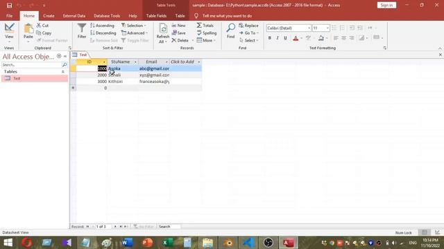 Connect MS Access Using Python Coding | Ms Access | Python
