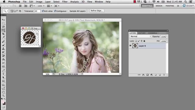 Photoshop Tutorial - How to Create a Transparent Logo Watermark смотреть онлайн