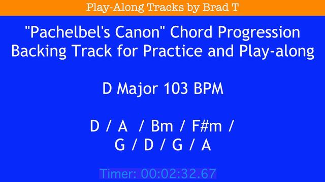 Pachelbel's Canon Chord Progression - D Major 103 BPM - for Practice and Play-along смотреть онлайн