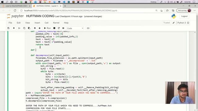 HUFFMAN CODING PROJECT IN PYTHON(Decoding of text)