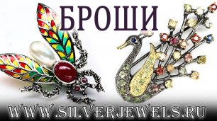 Обзор серебряных украшений. Броши из серебра с натуральными камнями, Таиланд, магазин Сильверджевелс