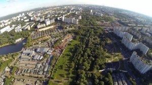 Аэросъемка над джамгаровским прудом в СВАО города Москвы