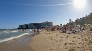 Alicante beach walking tour - Peak summer, Spain [4k60FPS]