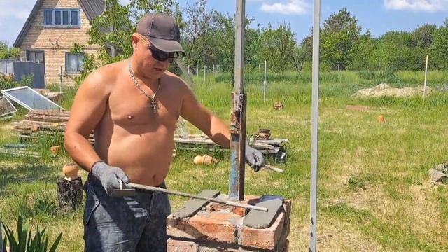 Беседка с мангалом из кирпича_Часть 1 #беседка #дача  #мангализкирпича #шашлык  #колбаса #шаурма