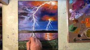3)Пейзаж «Молния»нарисовать масляными красками