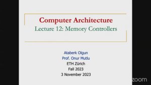 Computer Architecture - Lecture 12: Memory Controllers (Fall 2023)