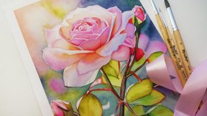 Роза АКВАРЕЛЬЮ //Rose WATERCOLOR .