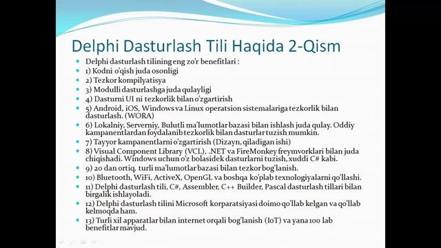 Delphi Dasturlash Tili Haqida. Dars 1 смотреть онлайн