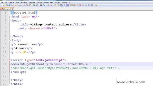 Inner HTML Method in Javascript -- English 05-vlr training