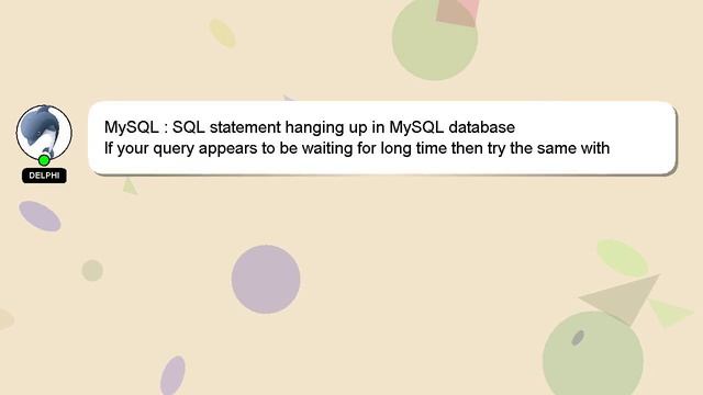 MySQL : SQL statement hanging up in MySQL database