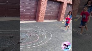 Sidewalk chalk target practice outdoor game