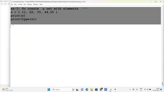 Set Data Structure in Python || Python Online class || Python Tutorials Telugu || Python Training