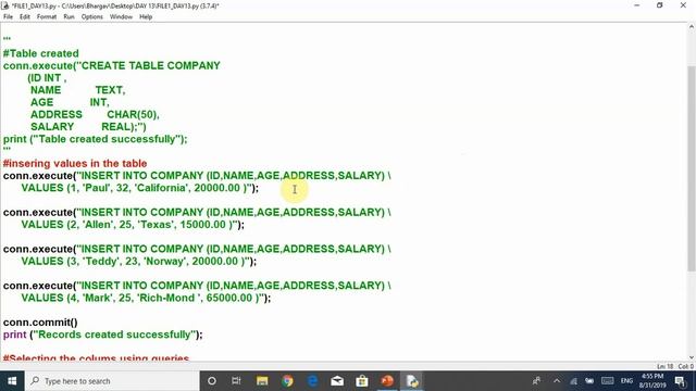 Edustart Now Free Data Science course Day 13| Sqlite with Python