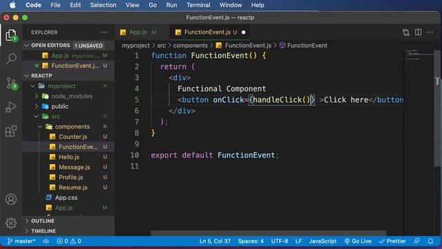 React JS Tutorial For Beginners : Part 17 Event Handling In Functional Components