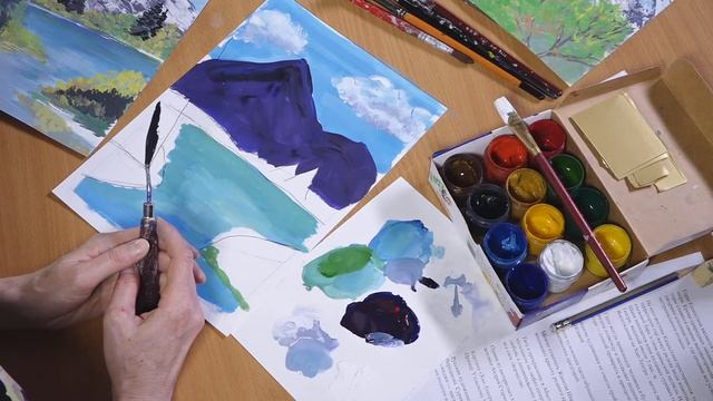 Горный пейзаж гуашью. Творческие мастер-классы онлайн. Өнерпаздық онлайн сабақтар. Урок 13 смотреть онлайн