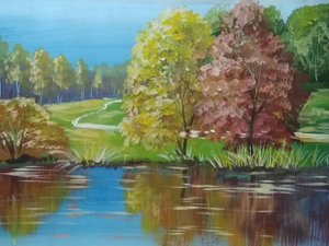 Мастер класс. Гуашь. ОСЕНЬ ЗОЛОТАЯ