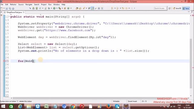 RAMESH SOFT:Remove duplicates from drop down in selenium WebDriver||Selenium in Realtime