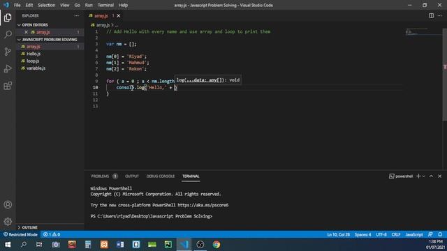 JavaScript Problem Solving, Problem 04 array.js Part _1