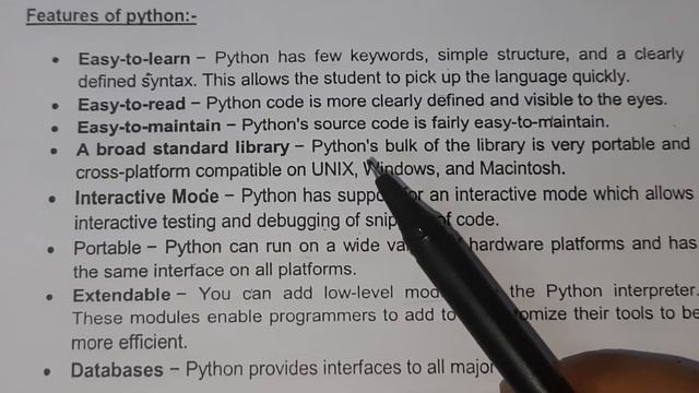 Features of Python .