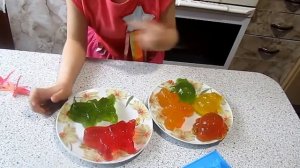 желейки своими руками/ эксперемент над желейками/ как приготовить желе/ желейные фигуры