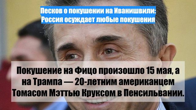 Песков о покушении на Иванишвили: Россия осуждает любые покушения