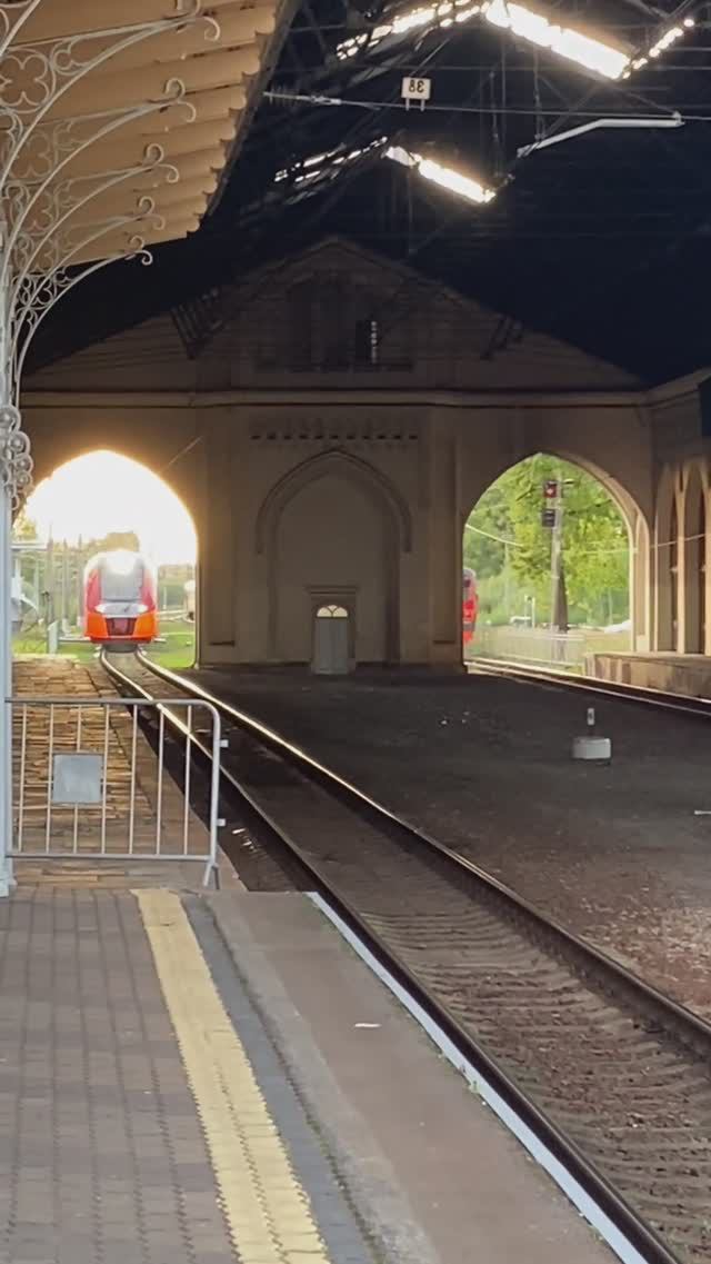 Встреча двух поколений электропоездов на станции Новый Петергоф смотреть онлайн