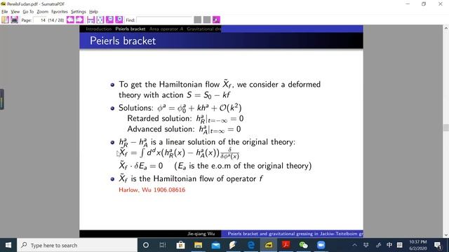 Jie-qiang Wu, Peierls bracket and gravitational dressing in Jackiw-Teitelboim gravity (June 1, 2020 смотреть онлайн