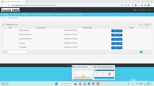 Covid Vaccination Management System using PHP and MySQL | PHPGurukul