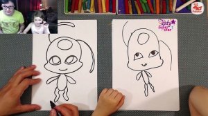 как нарисовать Квами Tikki из Леди Баг и Супер-Кот