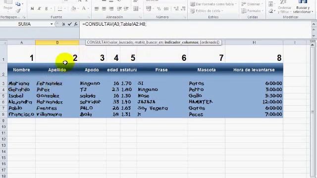 videotutorial español excel 2010 con la funcion CONSULTAV HD смотреть онлайн